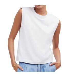 Madewell Womens Structured Muscle Tee Sleeveless White Cropped Tank Top Size L